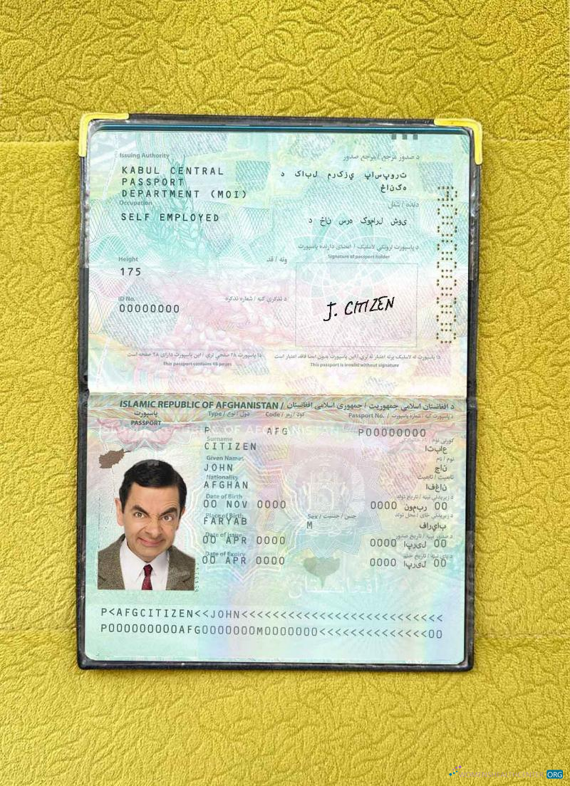 Download Afghanistan passport photo look Photoshop template
